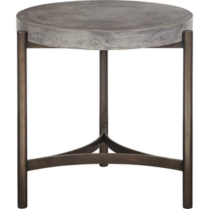 Lyon Round Natural Concrete and Metal Side Table
