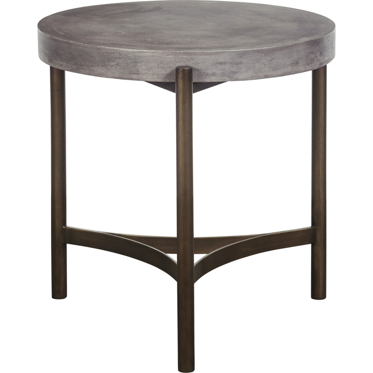 Lyon Round Natural Concrete and Metal Side Table