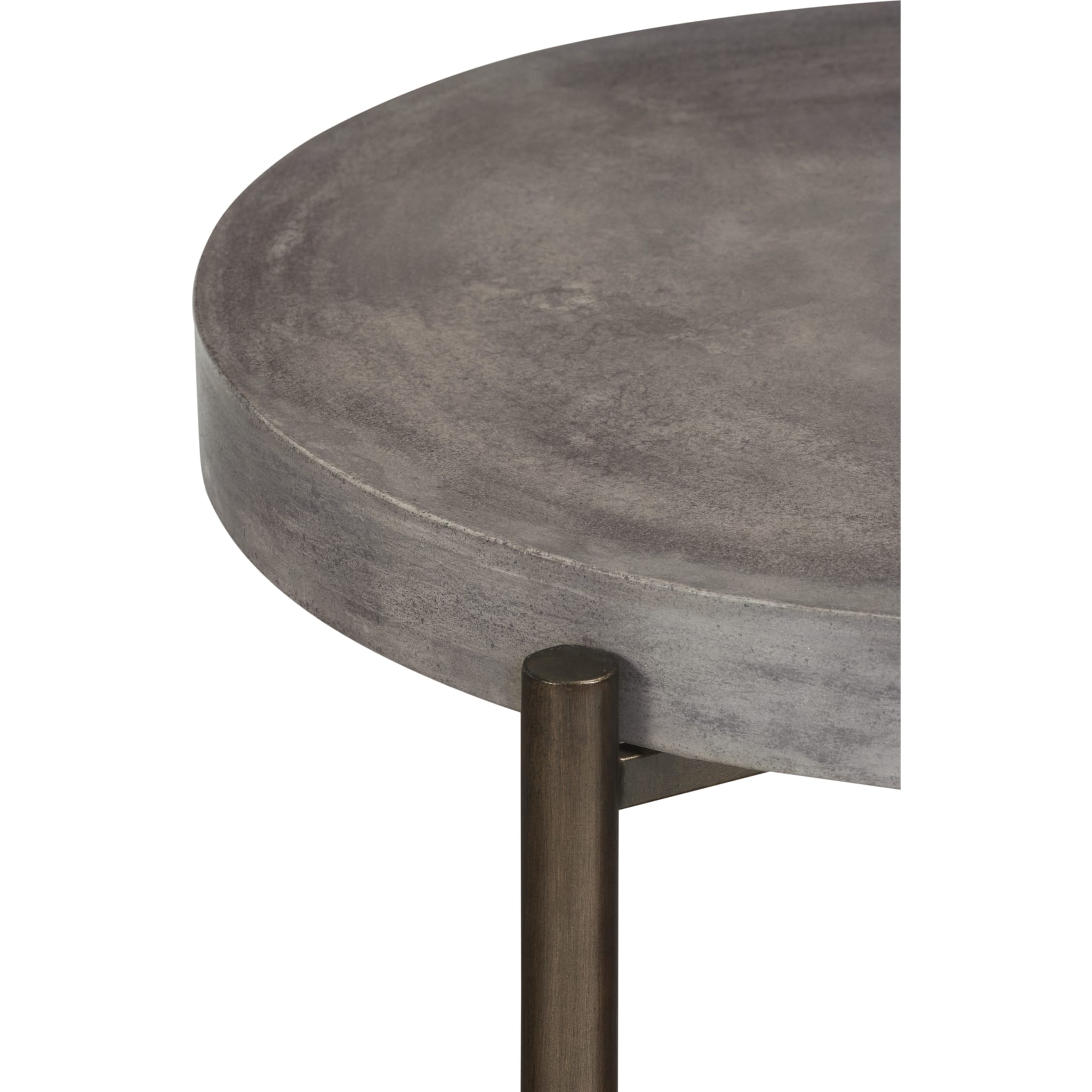 Lyon Round Natural Concrete and Metal Side Table