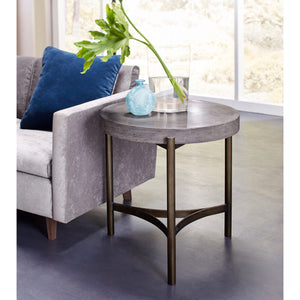 Lyon Round Natural Concrete and Metal Side Table