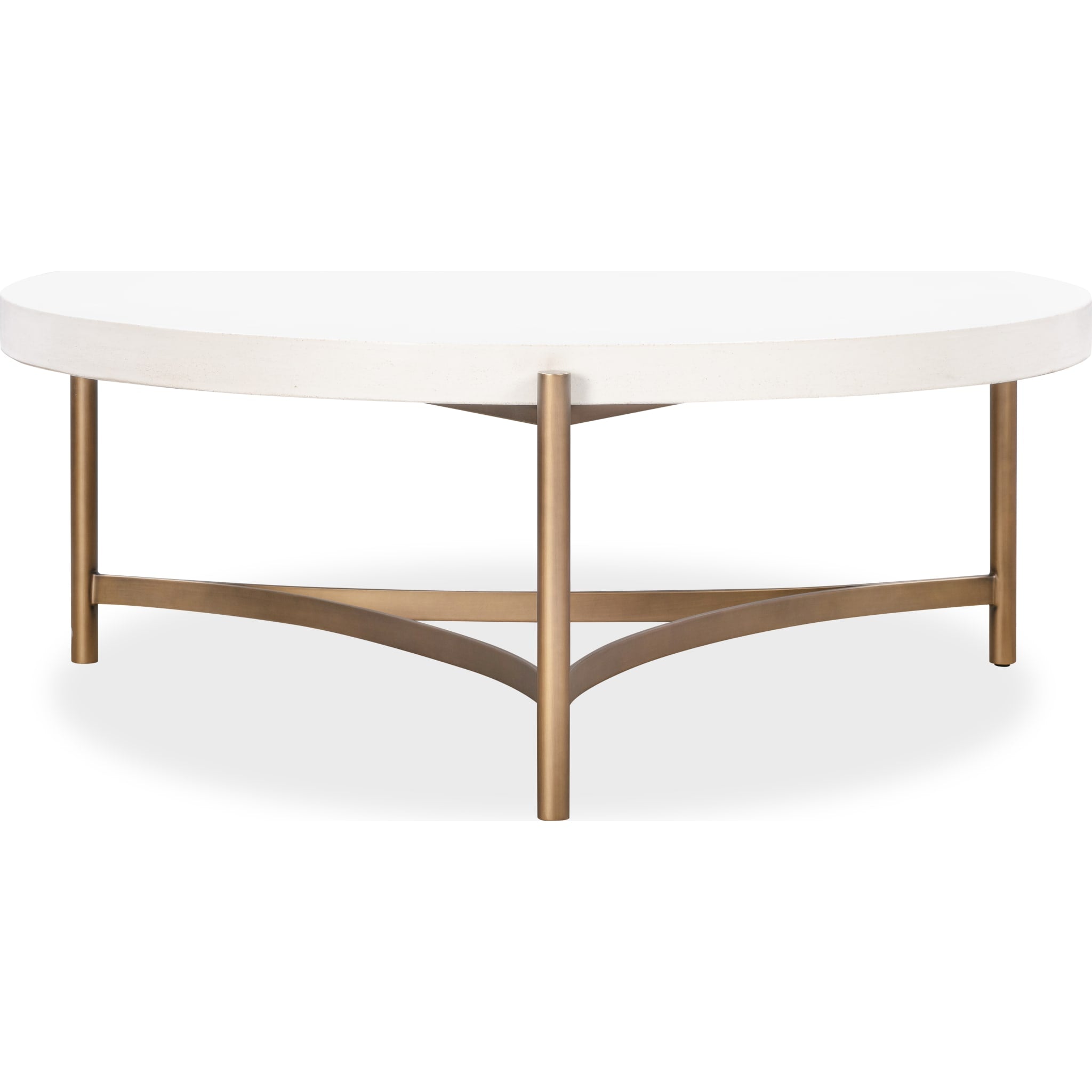 Lyon Round White Concrete and Metal Coffee Table