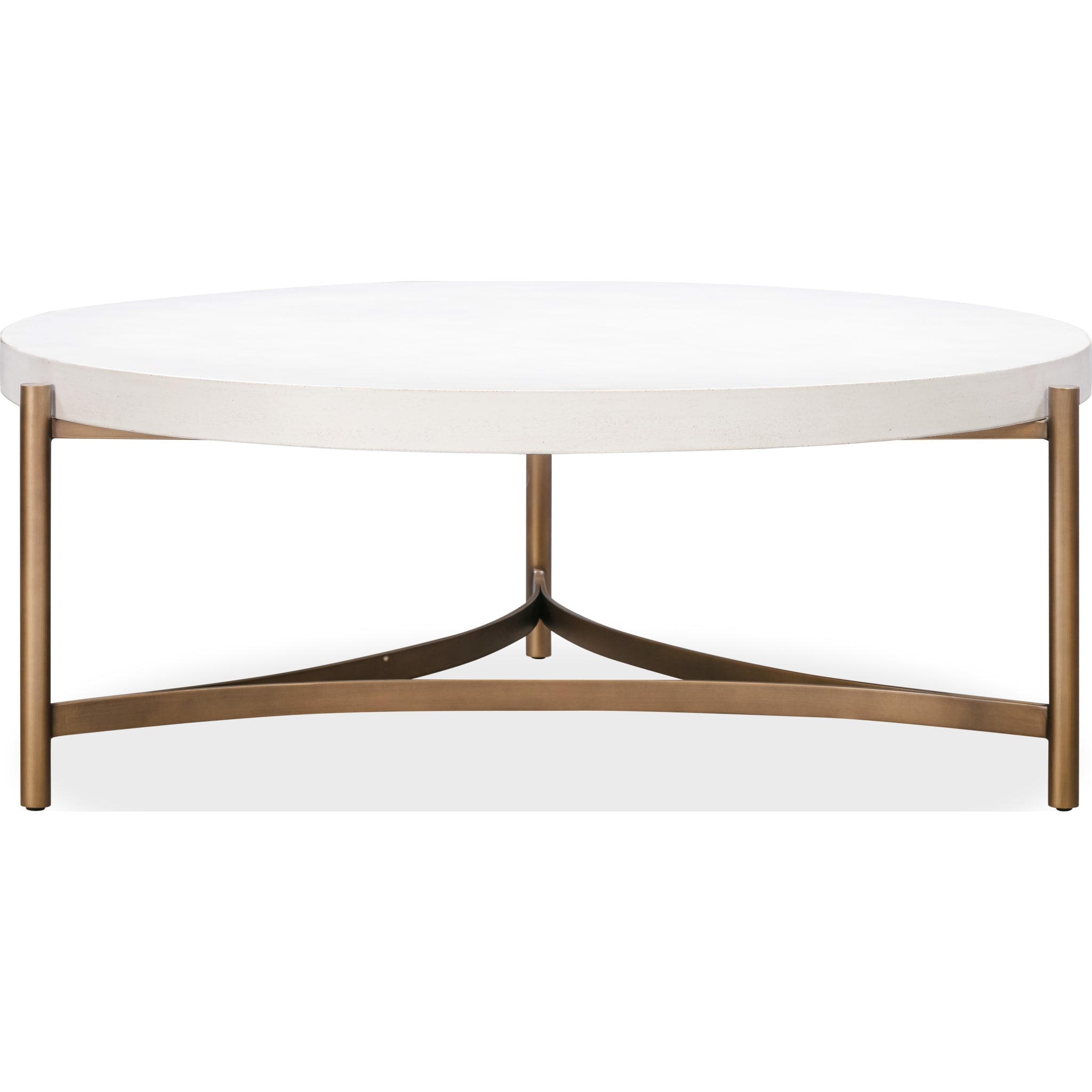 Lyon Round White Concrete and Metal Coffee Table