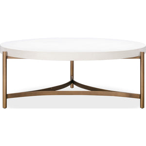 Lyon Round White Concrete and Metal Coffee Table