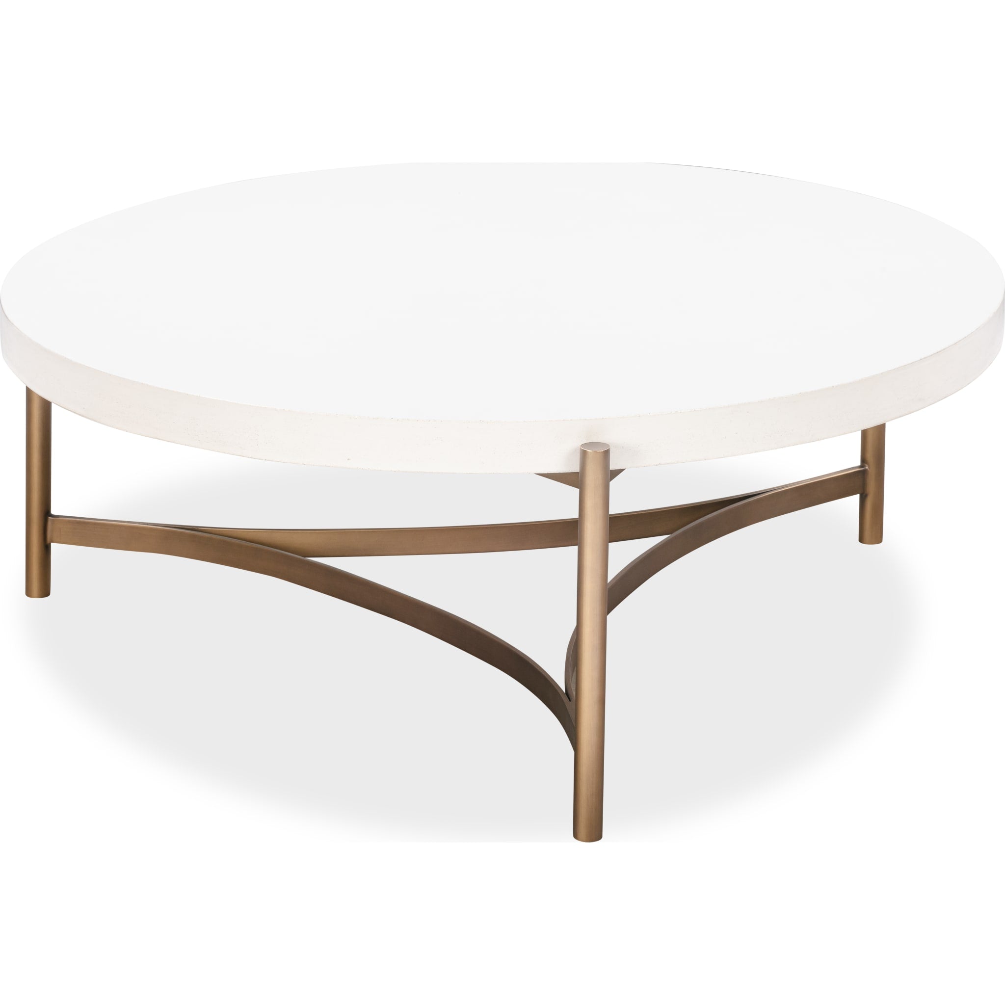 Lyon Round White Concrete and Metal Coffee Table