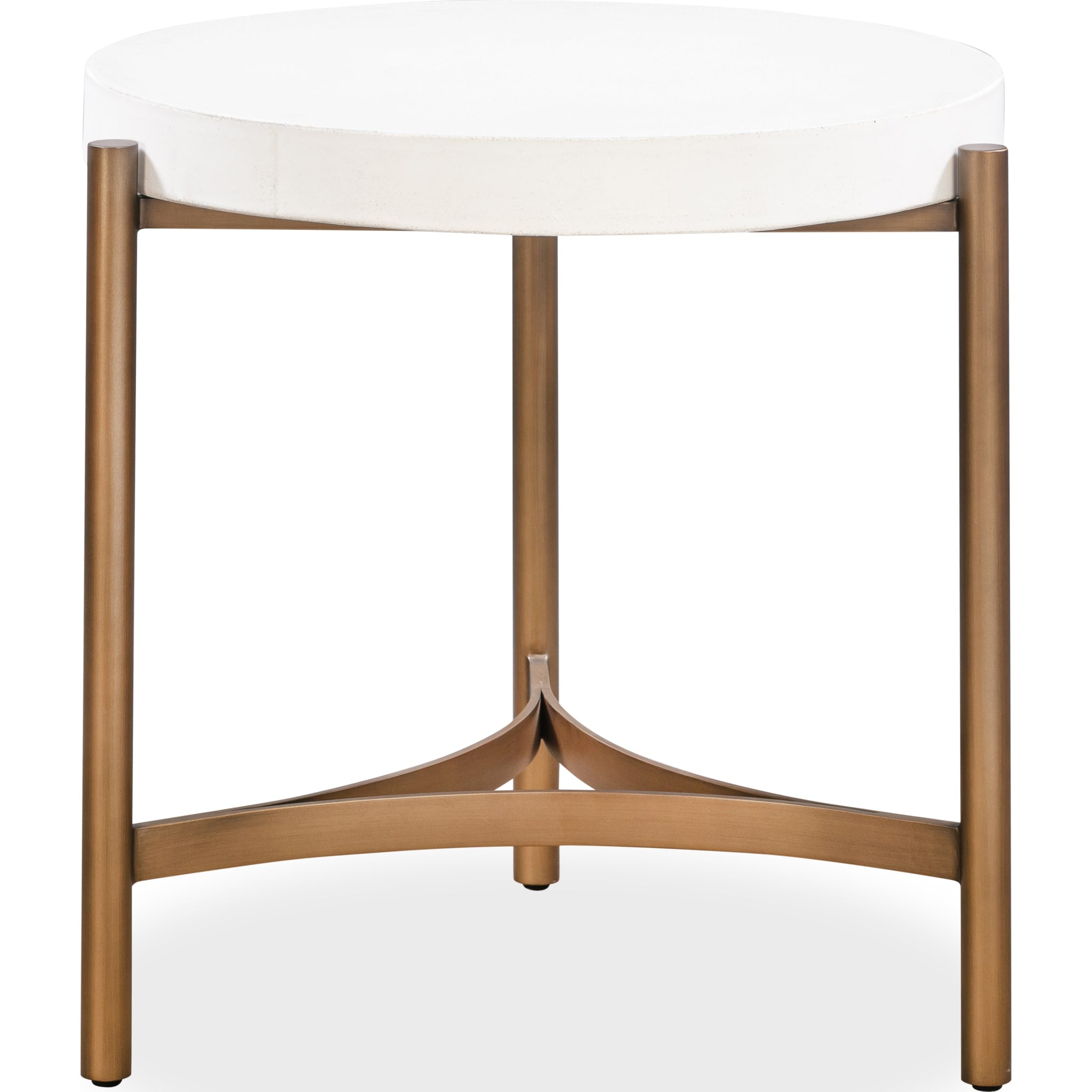 Lyon Round White Concrete and Metal Side Table