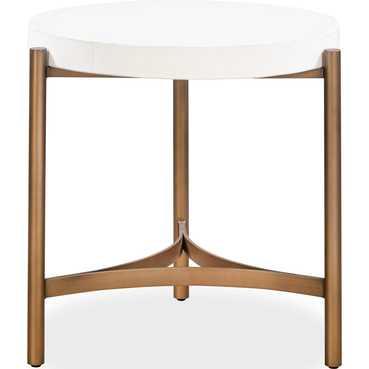 Lyon Round White Concrete and Metal Side Table
