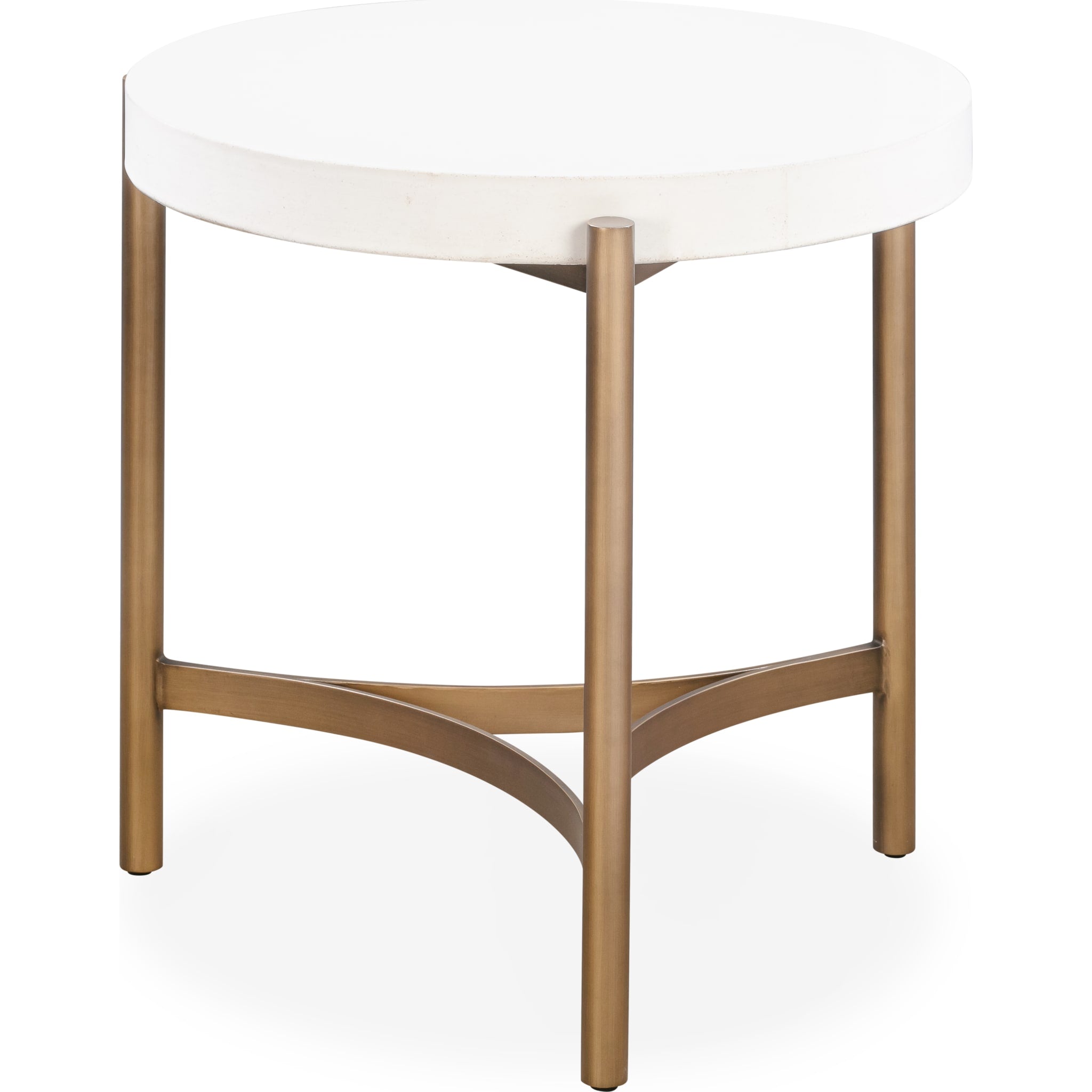 Lyon Round White Concrete and Metal Side Table