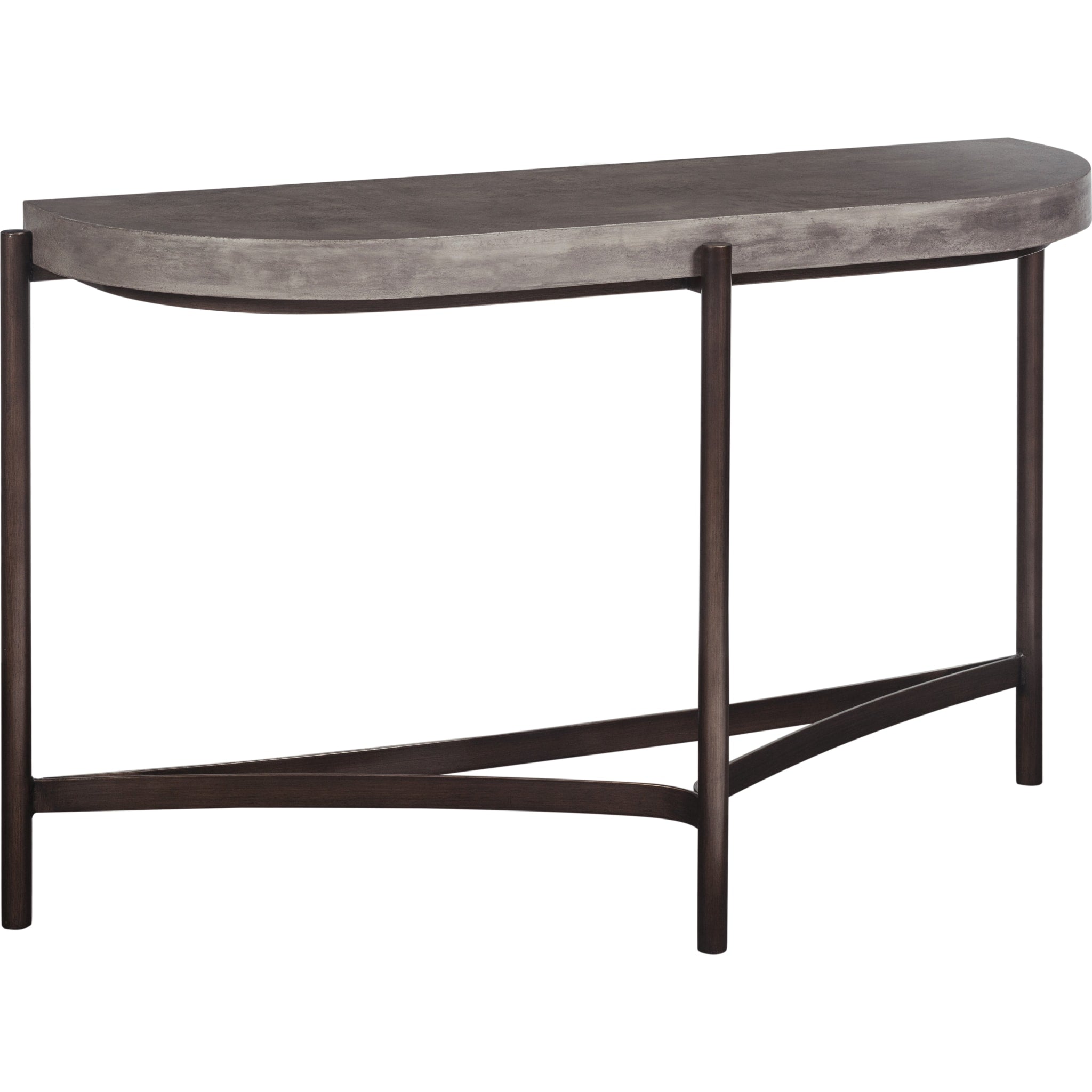 Lyon Semi-circular Natural Concrete and Metal Console Table