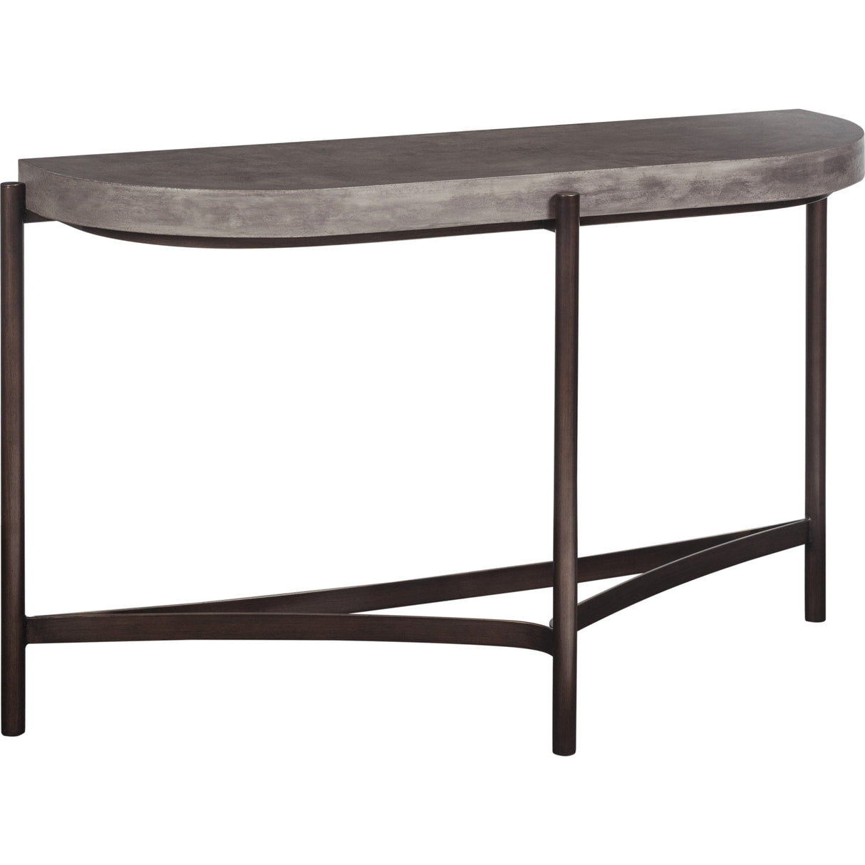 Lyon Semi-circular Natural Concrete and Metal Console Table