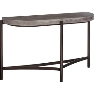 Lyon Semi-circular Natural Concrete and Metal Console Table