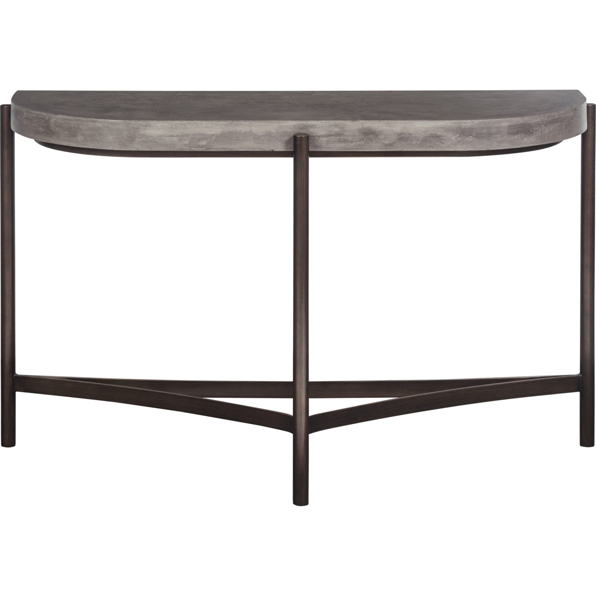 Lyon Semi-circular Natural Concrete and Metal Console Table