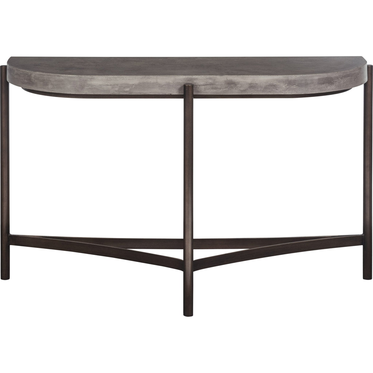 Lyon Semi-circular Natural Concrete and Metal Console Table