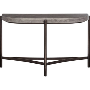 Lyon Semi-circular Natural Concrete and Metal Console Table