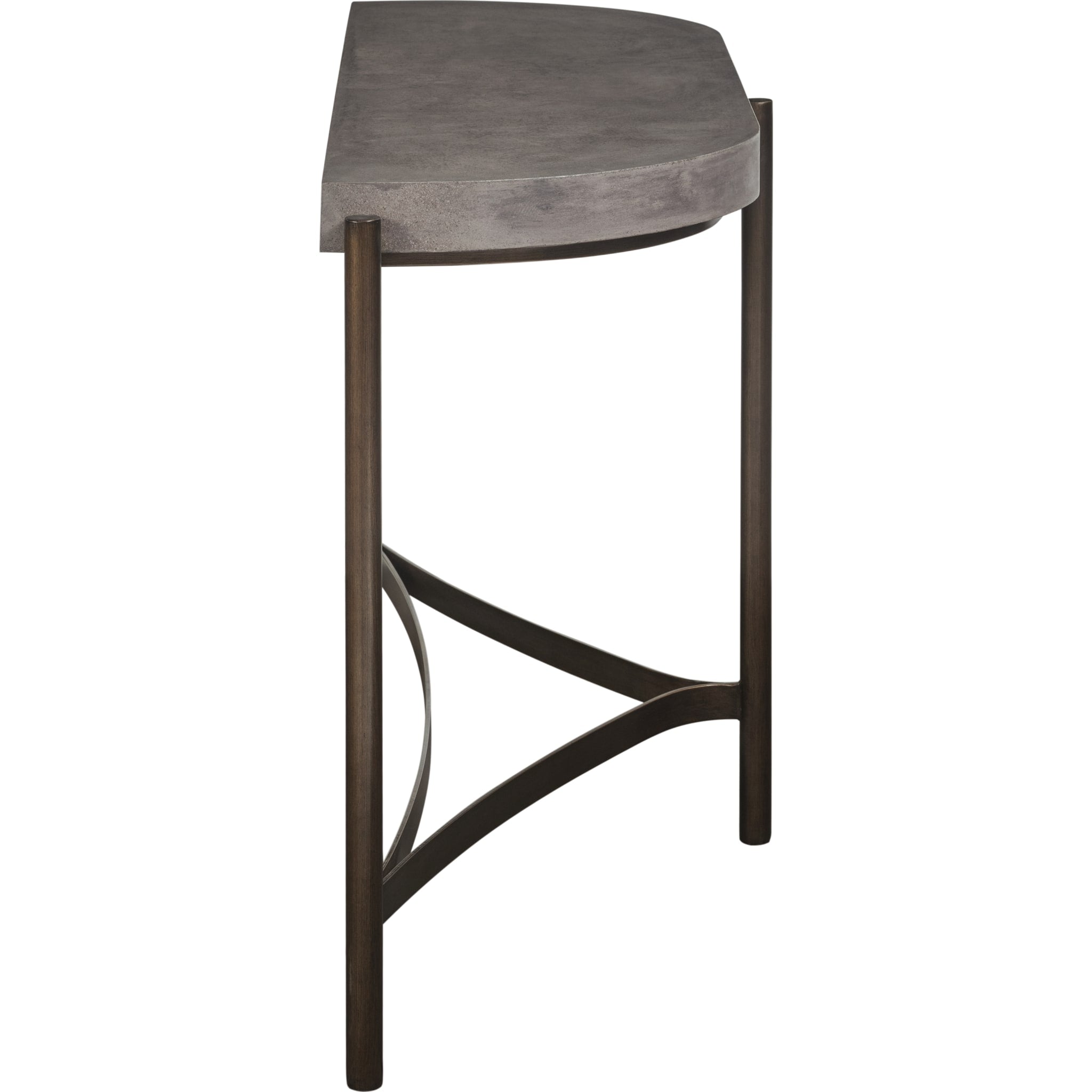 Lyon Semi-circular Natural Concrete and Metal Console Table