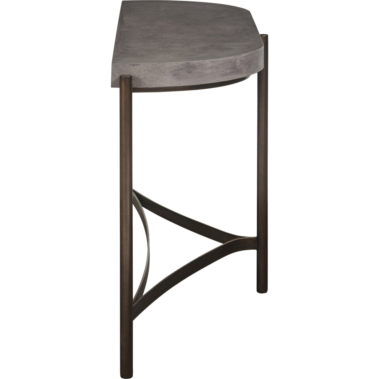 Lyon Semi-circular Natural Concrete and Metal Console Table
