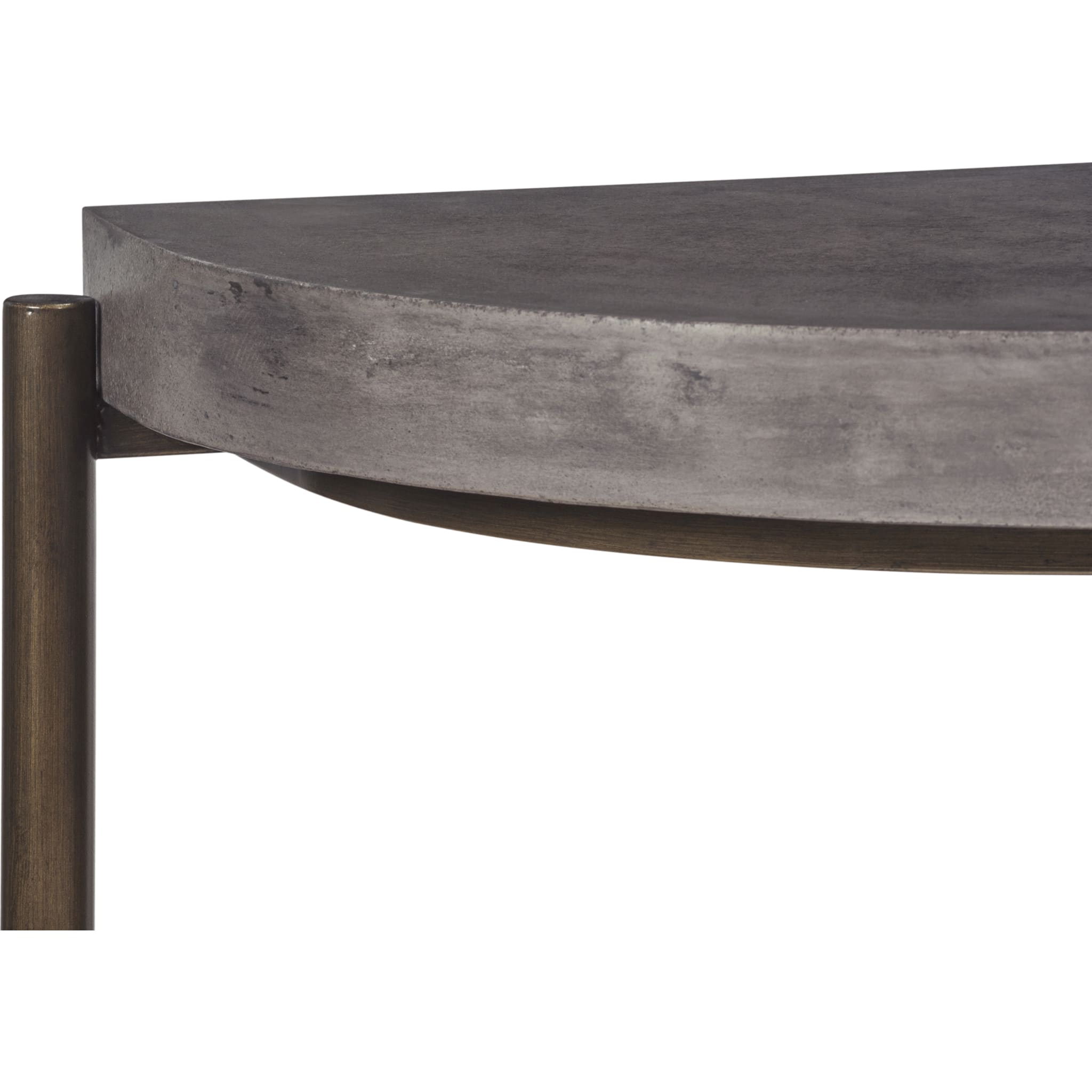 Lyon Semi-circular Natural Concrete and Metal Console Table