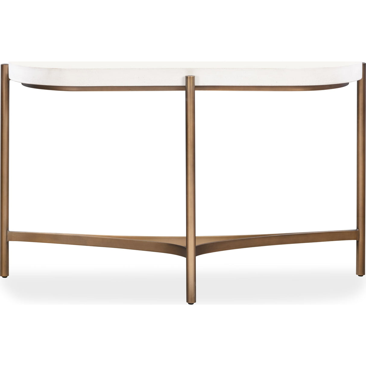 Lyon Semi-circular White Concrete and Metal Console Table