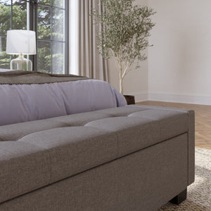 Madeleine Tufted Storage Bench in Dolphin Linen