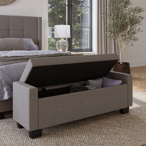 Madeleine Tufted Storage Bench in Dolphin Linen