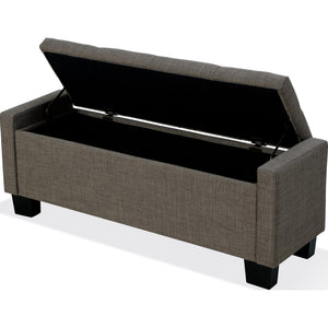 Madeleine Tufted Storage Bench in Dolphin Linen