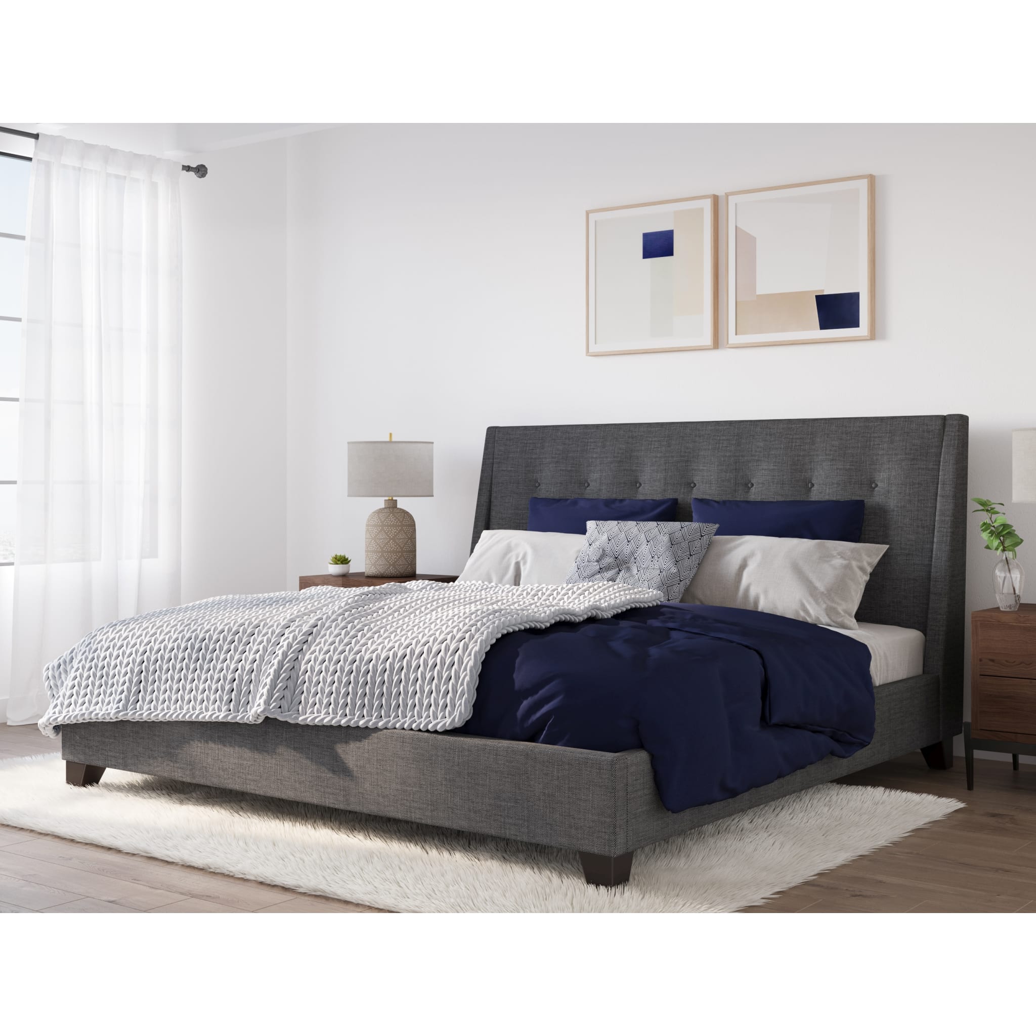 Madera Upholstered Platform Bed in Dark Charcoal (2026)