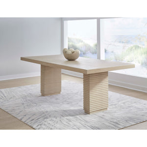 Magnolia Double Pedestal Wooden Dining Table in Daffodil