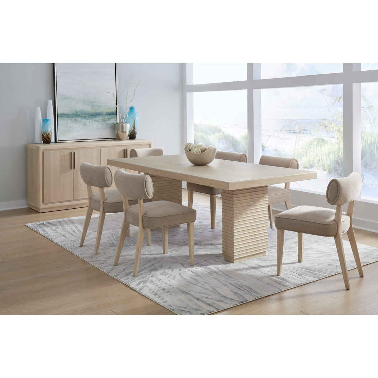 Magnolia Double Pedestal Wooden Dining Table in Daffodil