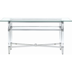 Marilyn Glass Top Dining Server in Polished Stainless Steel and Clear Acrylic
