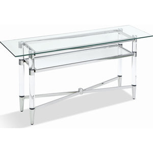 Marilyn Glass Top Dining Server in Polished Stainless Steel and Clear Acrylic