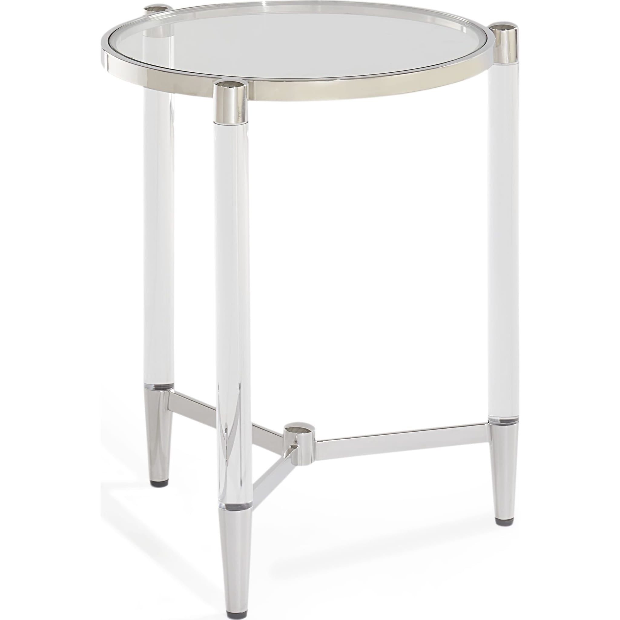 Marilyn Glass Top and Steel Base Round End Table