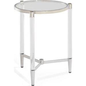 Marilyn Glass Top and Steel Base Round End Table