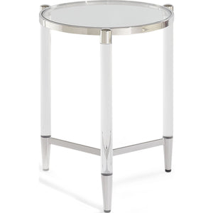 Marilyn Glass Top and Steel Base Round End Table