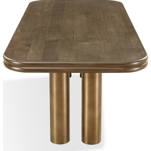 Mataranka Rectangular Dining Table in Bistre and Brushed Golden Stainless Steel