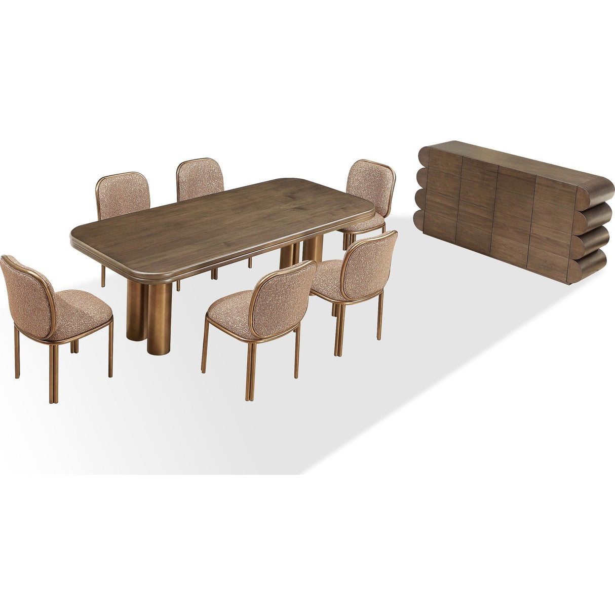 Mataranka Rectangular Dining Table in Bistre and Brushed Golden Stainless Steel