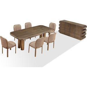 Mataranka Rectangular Dining Table in Bistre and Brushed Golden Stainless Steel