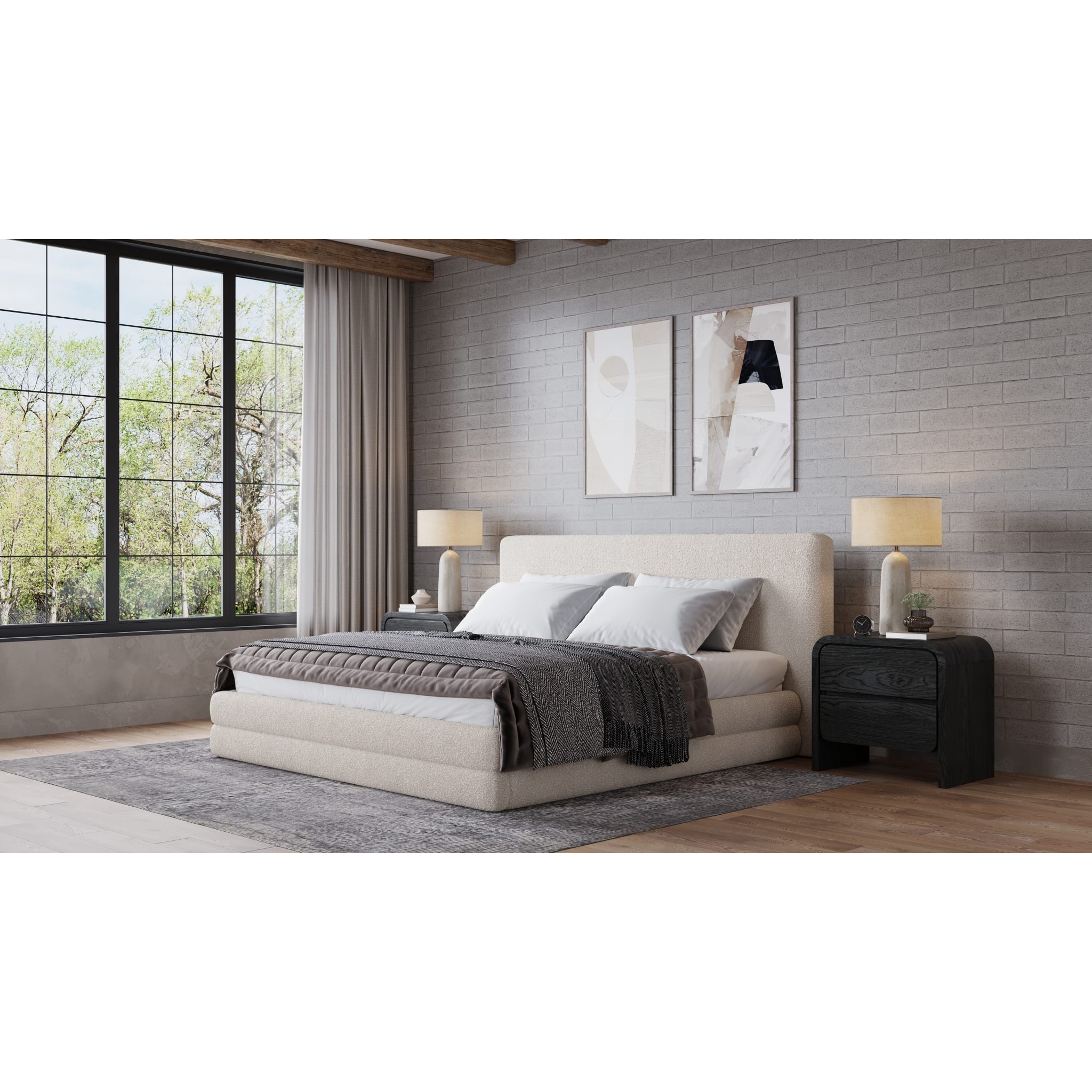 Maya Upholstered Platform Bed in Brun Boucle (2026)