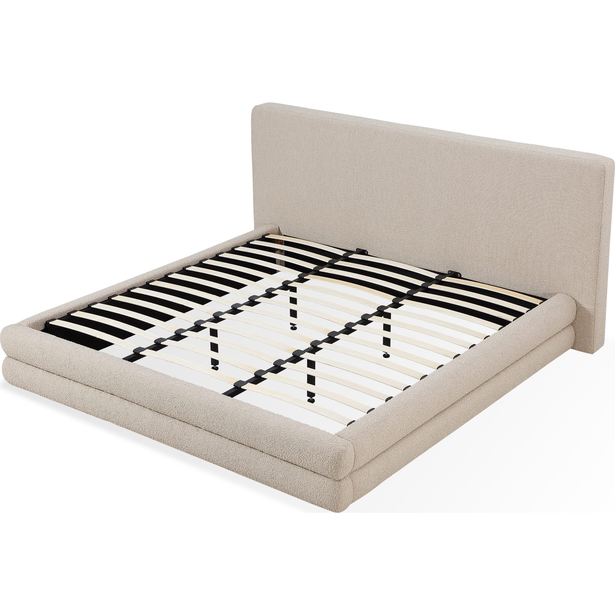 Maya Upholstered Platform Bed in Brun Boucle