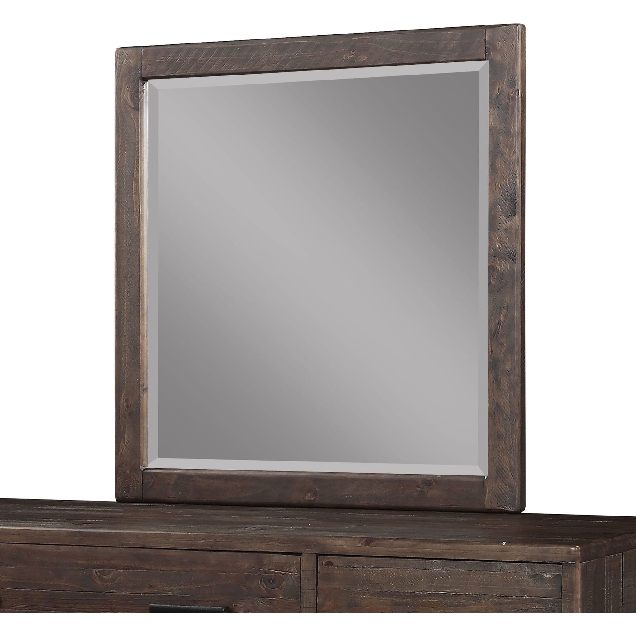 McKinney Solid Wood Beveled Glass Mirror in Espresso Pine