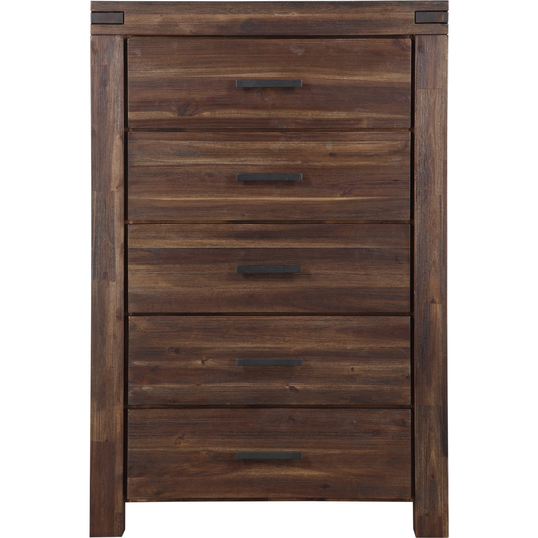 Meadow Five Drawer Solid Wood Chest in Brick Brown (2024)