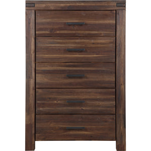 Meadow Five Drawer Solid Wood Chest in Brick Brown (2024)