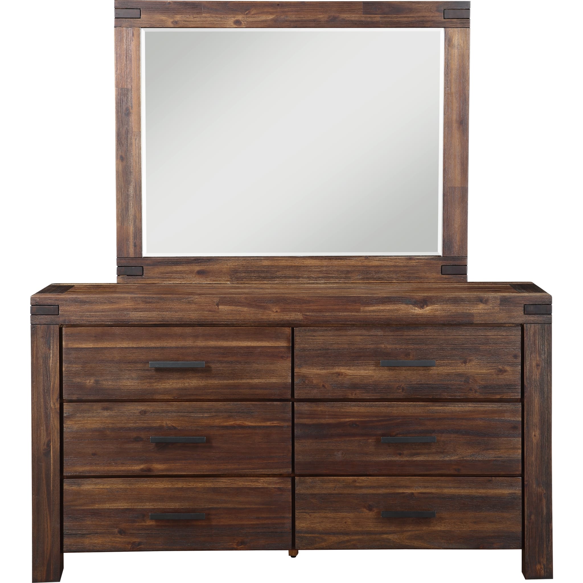 Meadow Six Drawer Solid Wood Dresser in Brick Brown (2024)