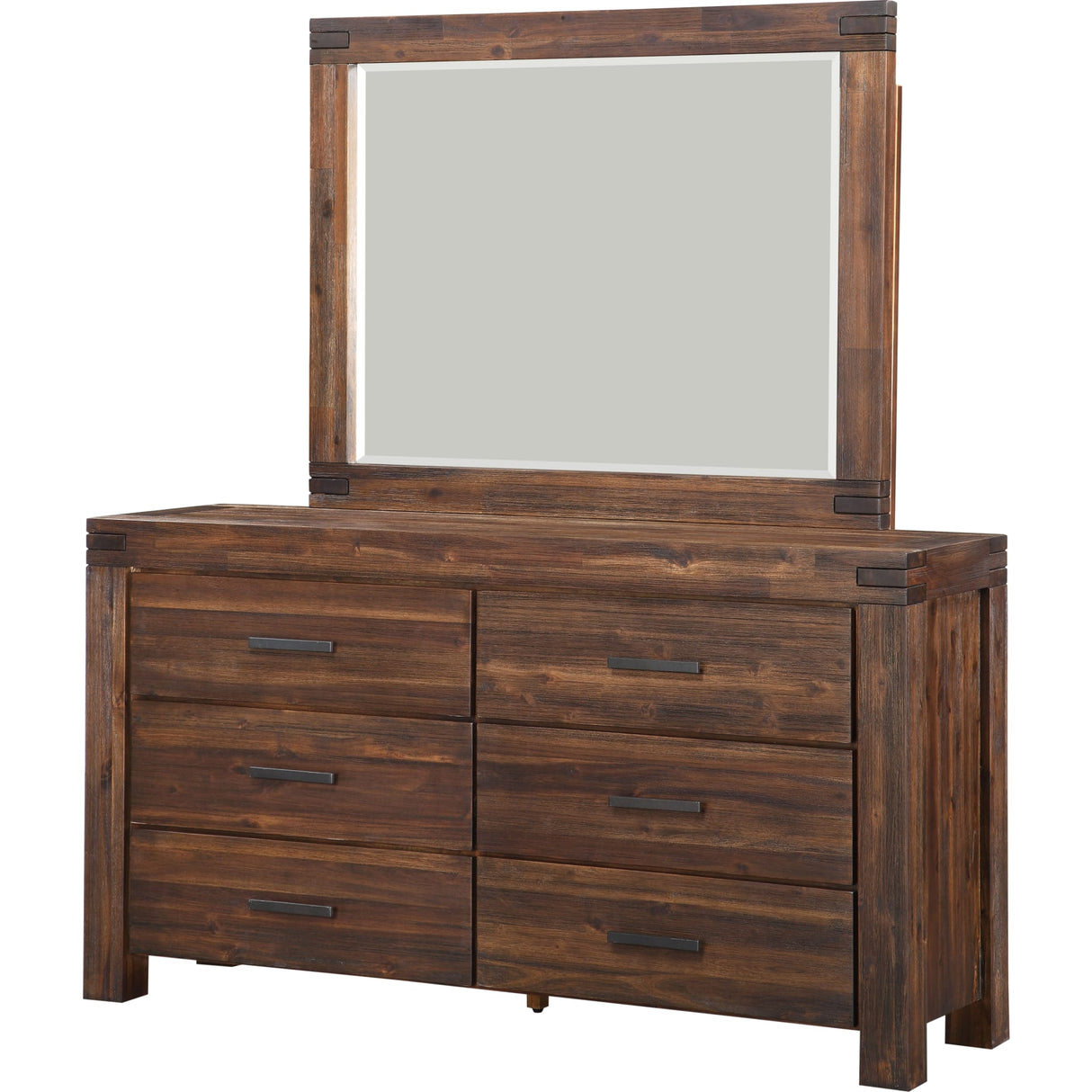 Meadow Six Drawer Solid Wood Dresser in Brick Brown (2024)