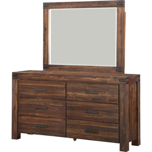 Meadow Six Drawer Solid Wood Dresser in Brick Brown (2024)