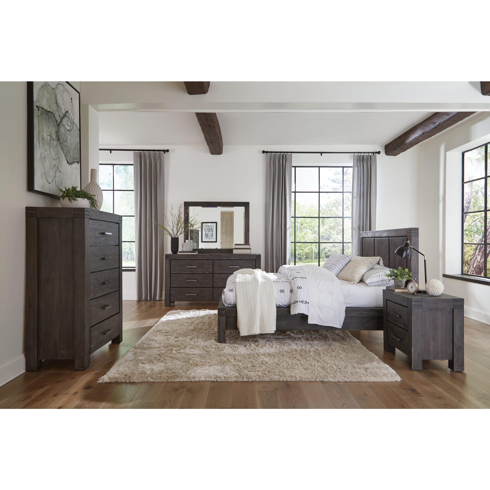 Meadow Six Drawer Solid Wood Dresser in Graphite (2024)