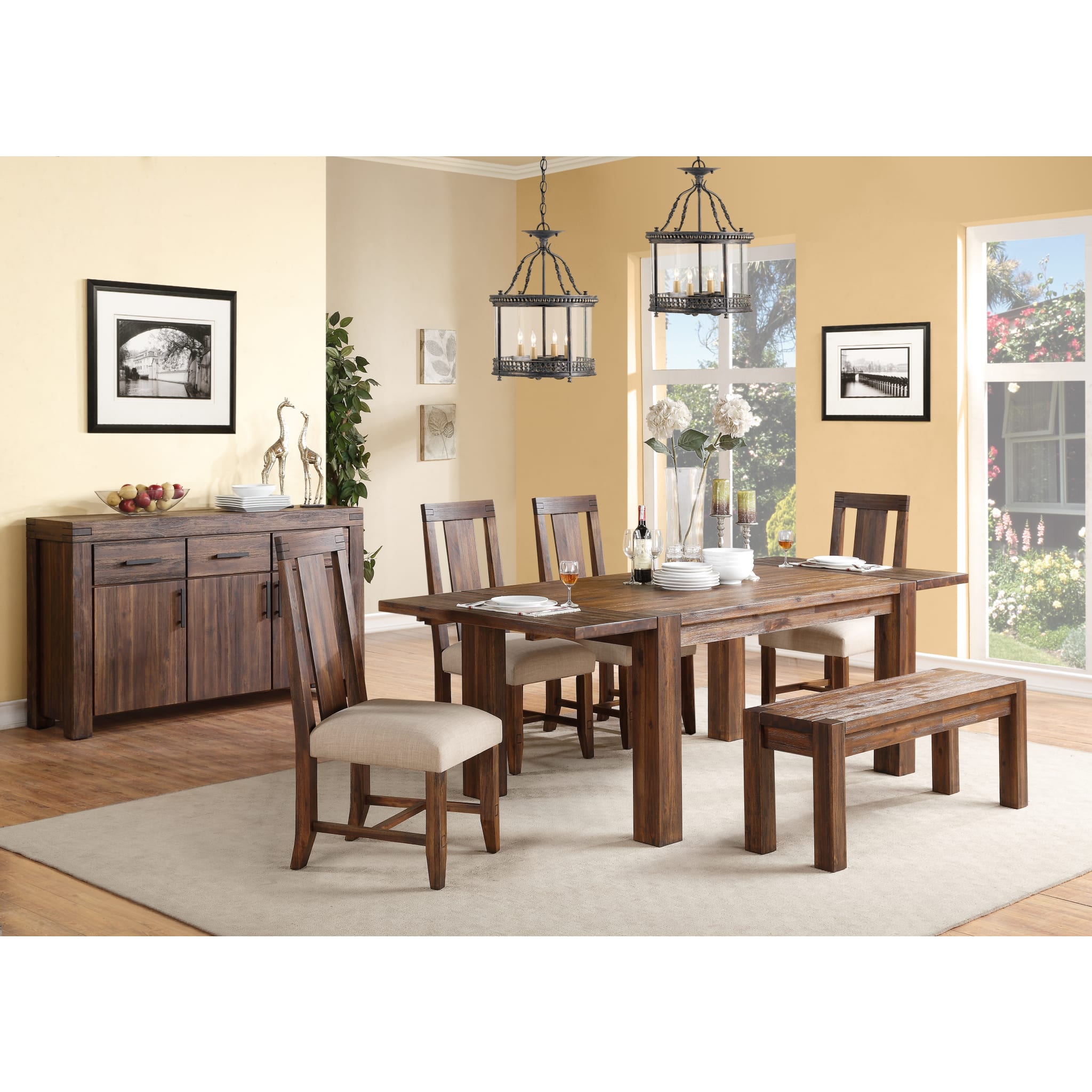 Meadow Solid Wood Extending Dining Table in Brick Brown
