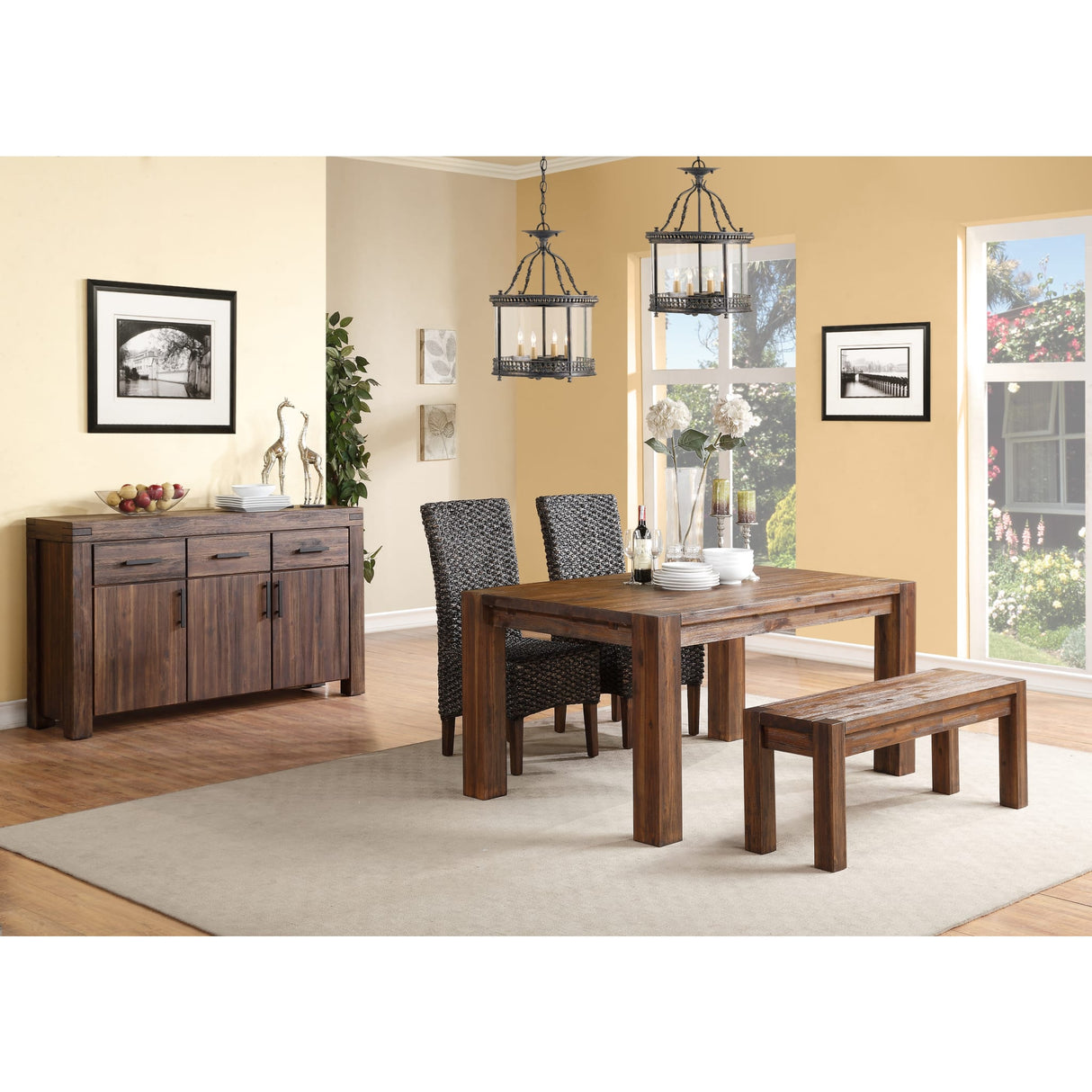Meadow Solid Wood Extending Dining Table in Brick Brown