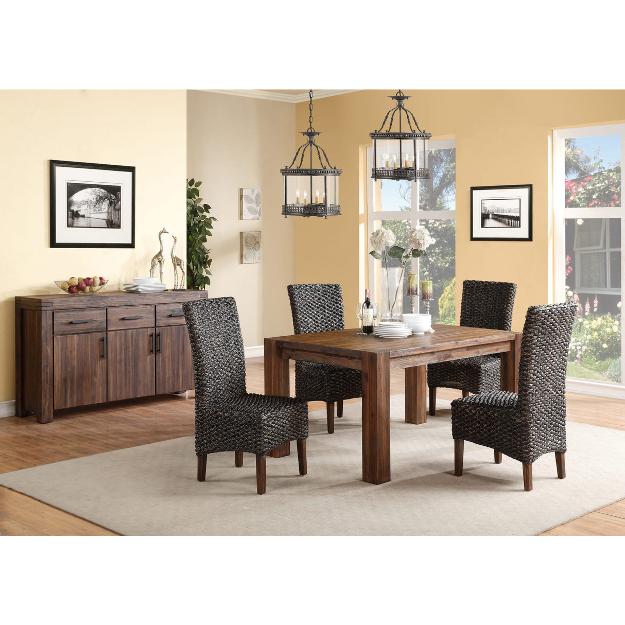 Meadow Solid Wood Extending Dining Table in Brick Brown