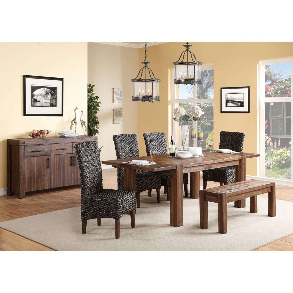 Meadow Solid Wood Extending Dining Table in Brick Brown