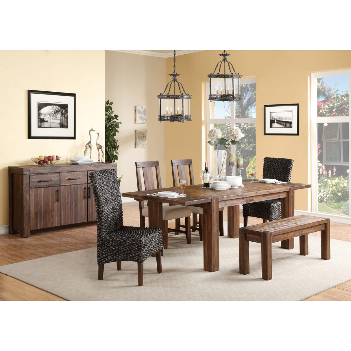 Meadow Solid Wood Extending Dining Table in Brick Brown