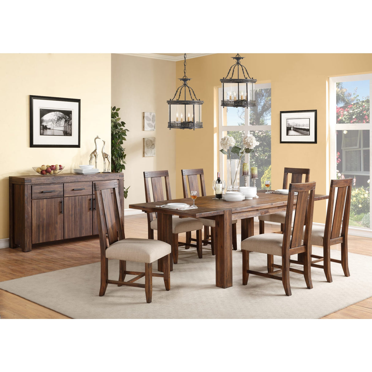 Meadow Solid Wood Extending Dining Table in Brick Brown